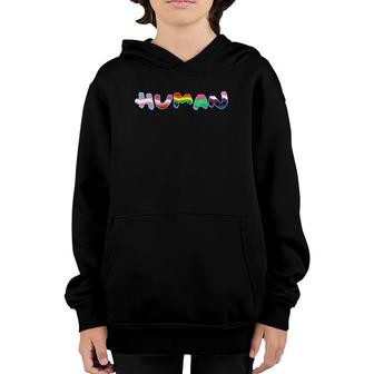 Human Pride Flag Transgender Gay Lesbian Poly Cool Lgbt Gift Youth Hoodie | Mazezy