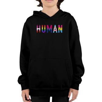Human With Lesbian Gay Bi Transgender And Pan Flag Youth Hoodie | Mazezy