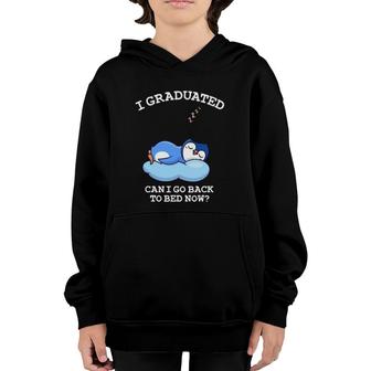 I Graduated Go Back To Bed Now - Funny Penguin Graduation Youth Hoodie | Mazezy