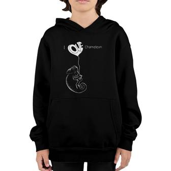 I Love Chameleons With Balloon Love Youth Hoodie | Mazezy