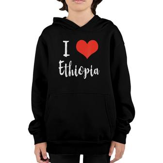 I Love Ethiopia Red Heart Gift Youth Hoodie | Mazezy