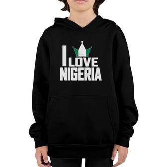 I Love Nigeria With Nigerian Flag In A Crown Youth Hoodie | Mazezy