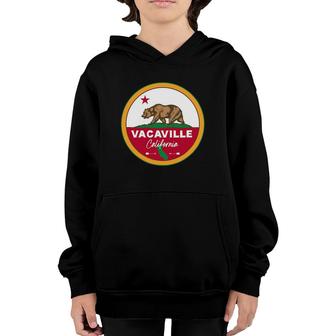 I Love Vacaville California Ca Flag And Bear Badge Youth Hoodie | Mazezy