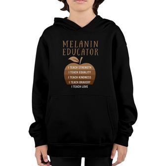 I Teach Kindness Black History Month Melanin Educator Youth Hoodie | Mazezy