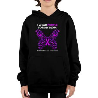 I Wear Purple For My Mom Crohn's Disease Awareness Youth Hoodie | Mazezy