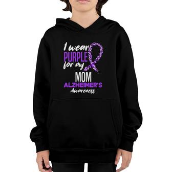 I Wear Purple For My Mom Dementia Alzheimer's Awareness Youth Hoodie | Mazezy