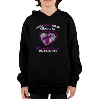 I Wear Purple For My Mother In Law Pancreatic Cancer Youth Hoodie | Mazezy