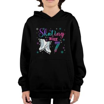Ice Skating Rolling 7Th Birthday Party Girl Family Matching Youth Hoodie - Seseable