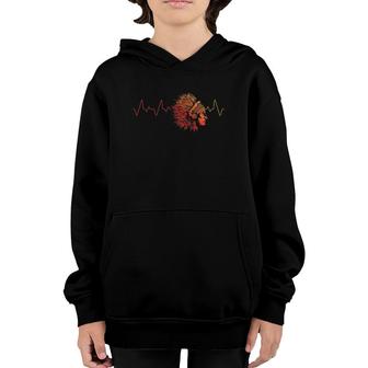 Indigenous Indian Pride Headdress Heartbeat Native American Youth Hoodie | Mazezy