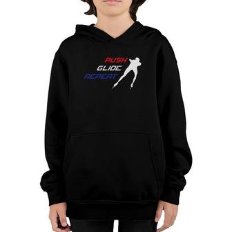 Inline Speed Skating Push Glide Repeat Marathon Youth Hoodie | Mazezy
