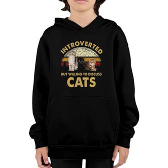 Introverted But Willing To Discuss Cats Funny Cat Mom Retro Youth Hoodie | Mazezy