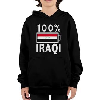 Iraq Flag 100 Iraqi Battery Power Tee Youth Hoodie | Mazezy