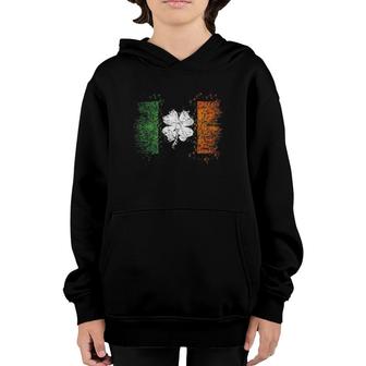 Irish Flag Distressed Shamrock St Patrick's Day Gift Youth Hoodie | Mazezy