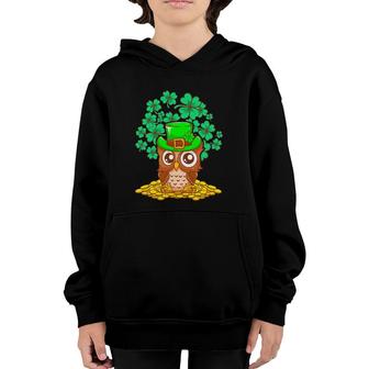 Irish Leprechaun Owl Funny St Patrick's Day Youth Hoodie | Mazezy