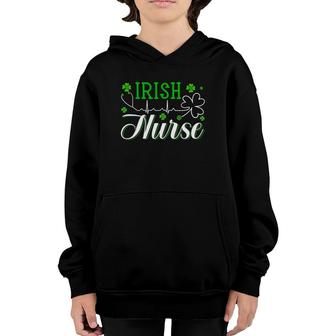 Irish Nurse Hearbeat Clover StPatricks Day Nursing Gift Youth Hoodie | Mazezy