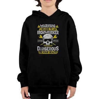 Ironworkers Wife Funny Vintage Skull Novelty Gag Zip Youth Hoodie | Mazezy