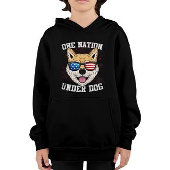 Japanese Spitz One Nation Under Dog 4Th Of July Funny Gift Youth Hoodie | Mazezy