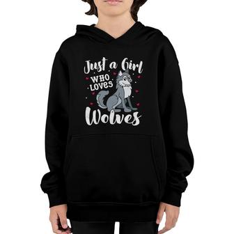 Just A Girl Who Loves Wolf Wolves Women Gift Mom Lover Youth Hoodie | Mazezy
