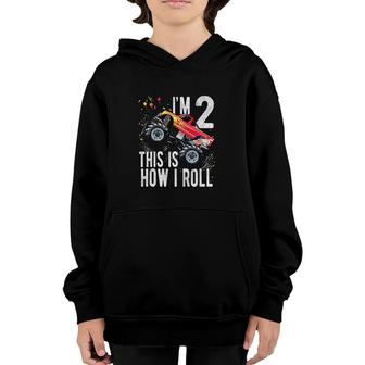 Kids 2 Year Old Shirt 2nd Birthday Boy Monster Truck Car Youth Hoodie - Seseable