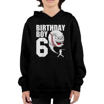 Kids 6 Year Old Baseball Birthday Party Theme 6Th Gift For Boy Youth Hoodie - Seseable