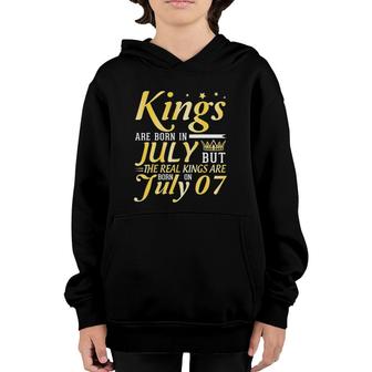 Kings Are Born In July But The Real Kings Are Born On July 07 Ver2 Youth Hoodie | Mazezy
