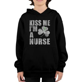 Kiss Me I'm A Nurse Irish St Patrick's Day Green Youth Hoodie | Mazezy