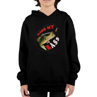 Kiss My Bass Funny Fishing Apparel Youth Hoodie | Mazezy CA
