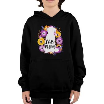 Labrador Mom Black Lab Purple Flowers Cute Dog Mama Gift Youth Hoodie | Mazezy
