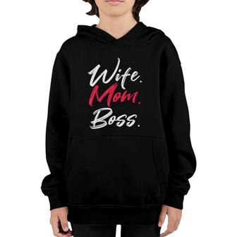 Ladies Wife Mom Boss Mommy Mother Mum Birthday Mothers Day Youth Hoodie | Mazezy AU