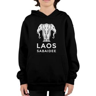 Laos Erawan 3 Headed Elephant Funny Laotian Gift Youth Hoodie | Mazezy