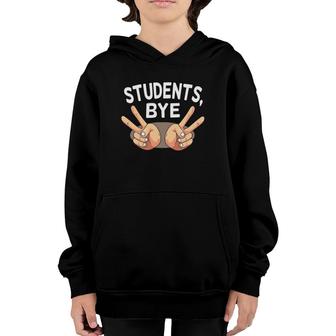 Last Day Of School Students Bye Peace Sign Teacher Funny Youth Hoodie | Mazezy