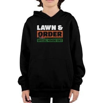 Lawn And Order Special Mowing Unit Humor Parody Lawnmower Youth Hoodie | Mazezy