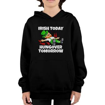 Leprechaun Irish Today Hungover Tomorrow St Patrick's Day Youth Hoodie | Mazezy
