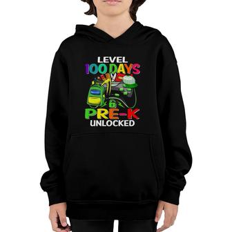 Level 100 Days Of Pre-K Unlocked 100Th Day Of School Youth Hoodie | Mazezy
