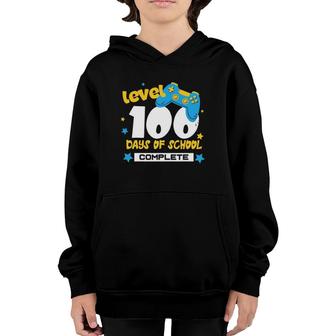 Level 100 Days Of School Complete Gamer Video Games Youth Hoodie | Mazezy