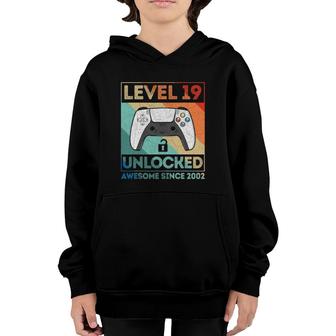 Level 19 Unlocked Birthday 19 Years Old Awesome Since 2002 Ver2 Youth Hoodie | Mazezy