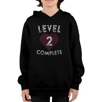 Level 2 Complete 2Nd Wedding Anniversary Gifts Heart Youth Hoodie | Mazezy