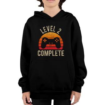 Level 2 Complete Anniversary Vintage Retro 2Nd Wedding Day Youth Hoodie | Mazezy