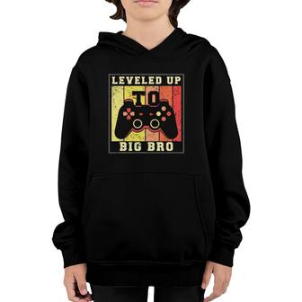 Leveled Up To Big Bro 2022 Brother Baby Announcement Sibling Youth Hoodie | Mazezy