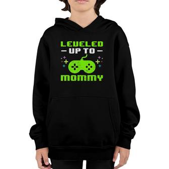 Leveled Up To Mommy New Mother Gaming Promoted To Mom Gamer Youth Hoodie | Mazezy