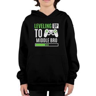 Leveling Up To Middle Bro Gaming Baby Gender Announcement Youth Hoodie | Mazezy
