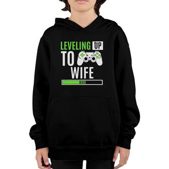 Leveling Up To Wife Gaming Engagement Bride Announcement Youth Hoodie | Mazezy