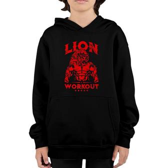 Lion Workout Beast Muscles Motivation Fitness Gym - Quote  Youth Hoodie
