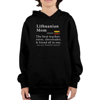 Lithuanian Mom Definition Tee Lithuania Flag Mother's Day Youth Hoodie | Mazezy