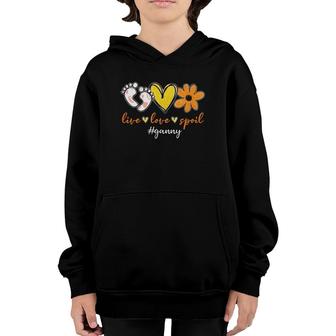 Live Love Spoiled Ganny Footprints Heart Flower Mother's Day Youth Hoodie | Mazezy CA