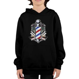 Love Barbershop Hairdresser Gift Retro Youth Hoodie | Mazezy
