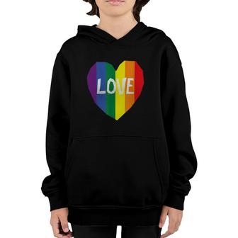 Love Gay Pride Lgbt Rainbow Flag Heart Youth Hoodie | Mazezy