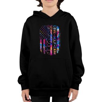 Love Help Care American Nurse Patriotic Er Cna Rn Gifts Youth Hoodie | Mazezy AU
