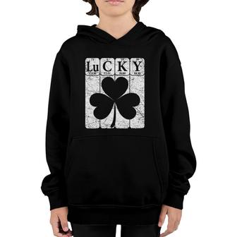Lucky Shamrock Periodic Table Elements St Patrick's Day Nerd Youth Hoodie | Mazezy