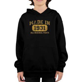 Made In 1931 Birthday Gift 90 Year Old 90Th Birthday Youth Hoodie | Mazezy